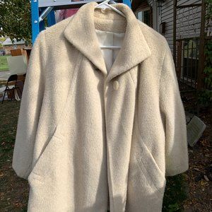 Cream Fuzzy Fleurette Pea Coat - OBO